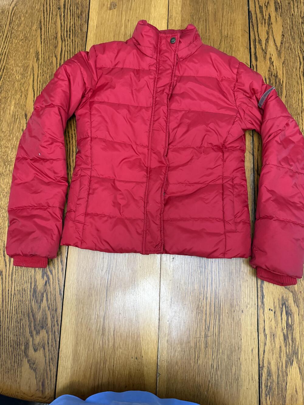 Steve Madden Jacket Womens Small Red Quilted Puffer Full Zip Winter Warm Coat